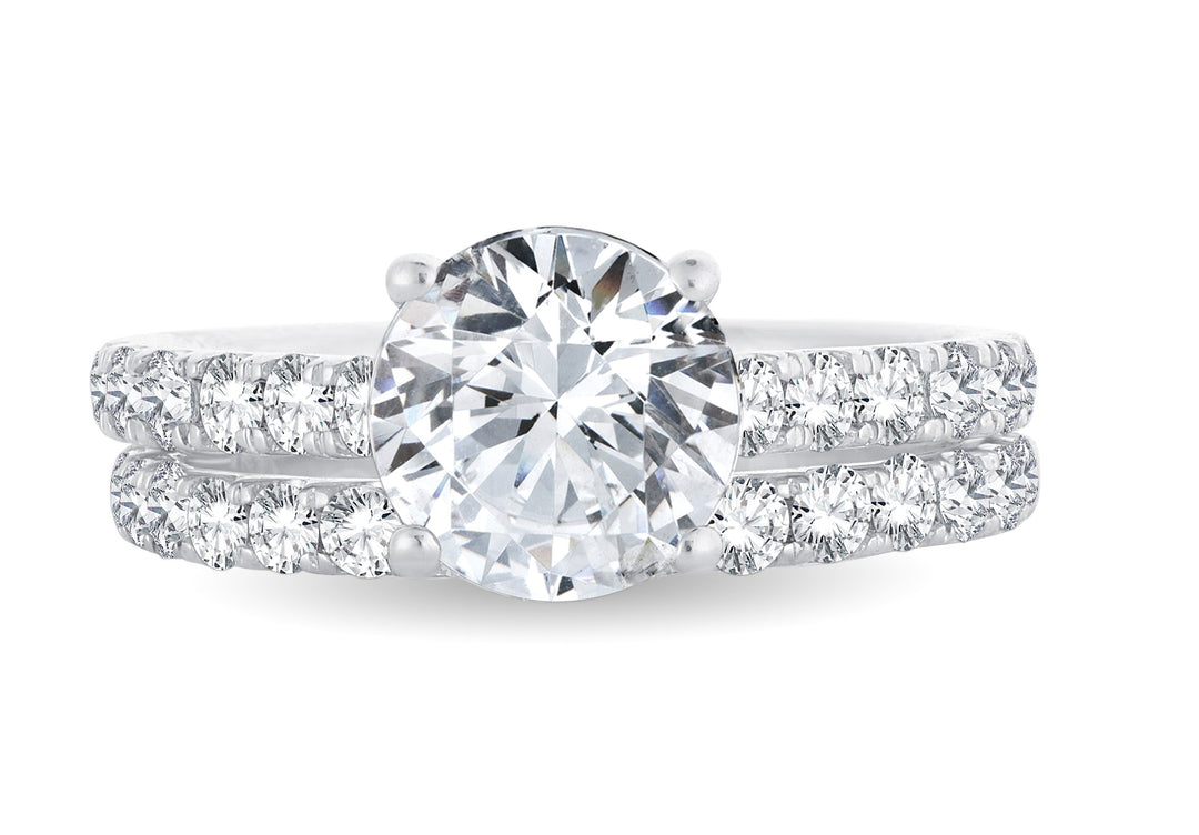 Certified 14K White Gold 2.00CT Lab Diamond Bridal Ring