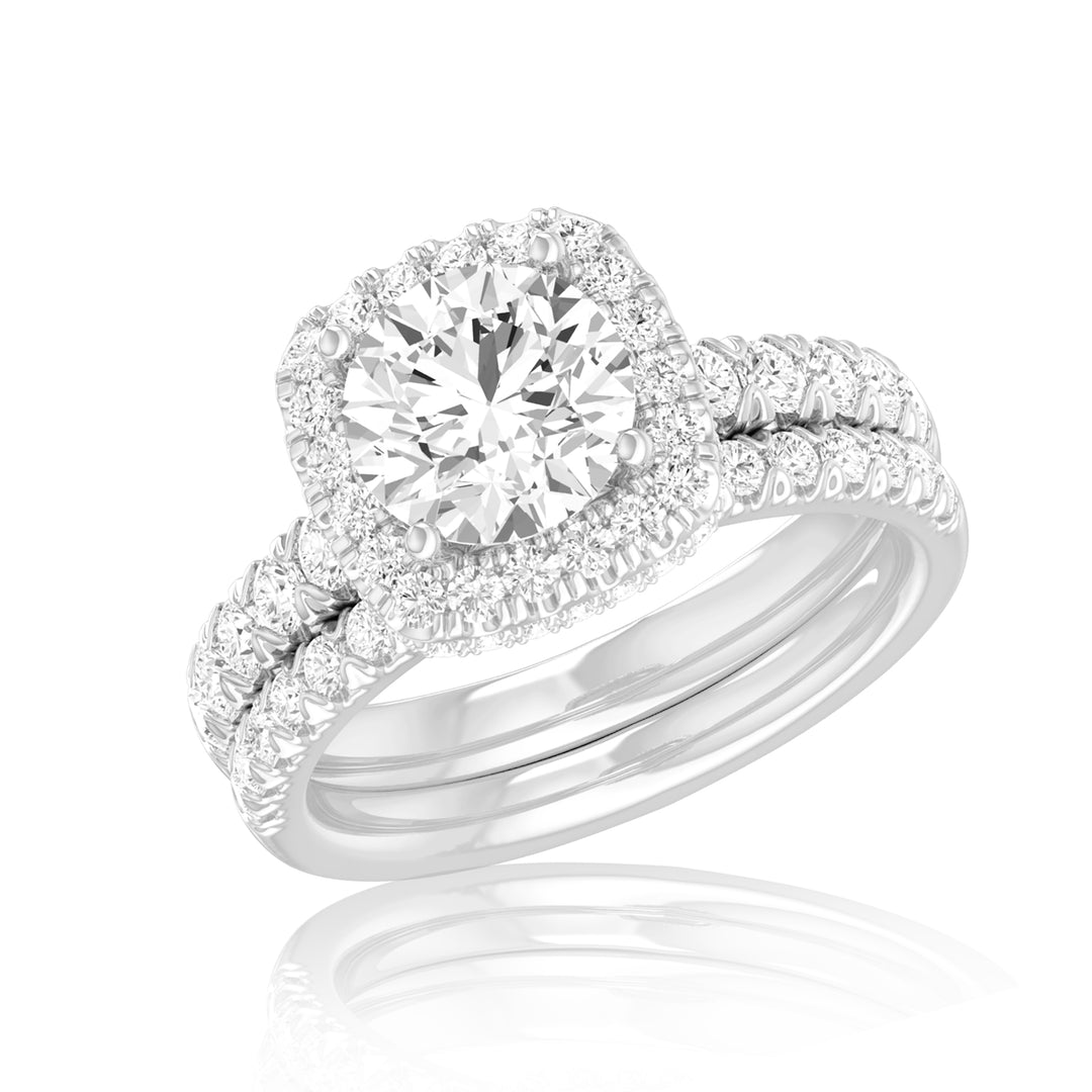 14K White Gold 1.66CT Lab Diamond Bridal Engagement Ring