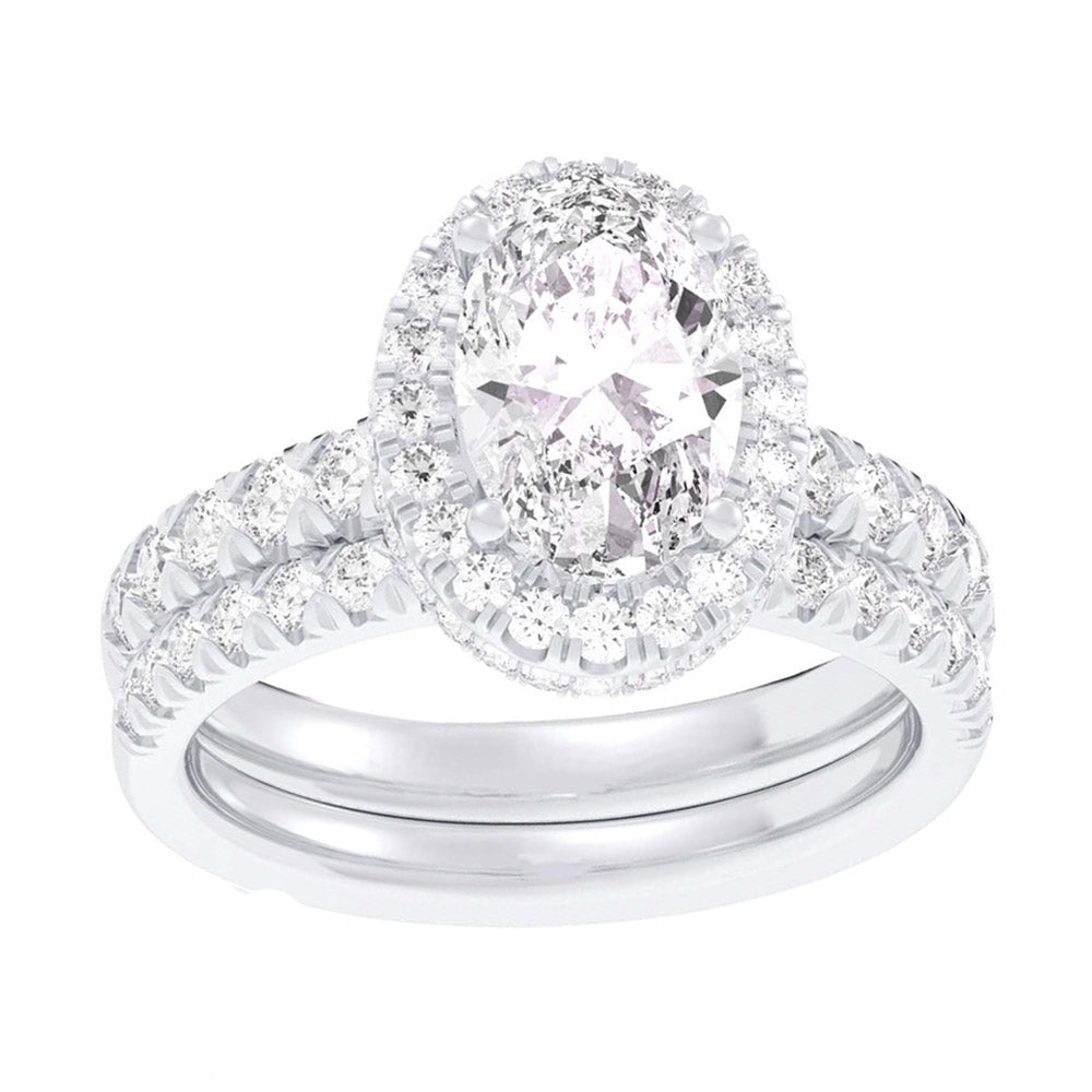 Timeless Elegance: 14k White Gold Lab Diamond Bridal Ensemble