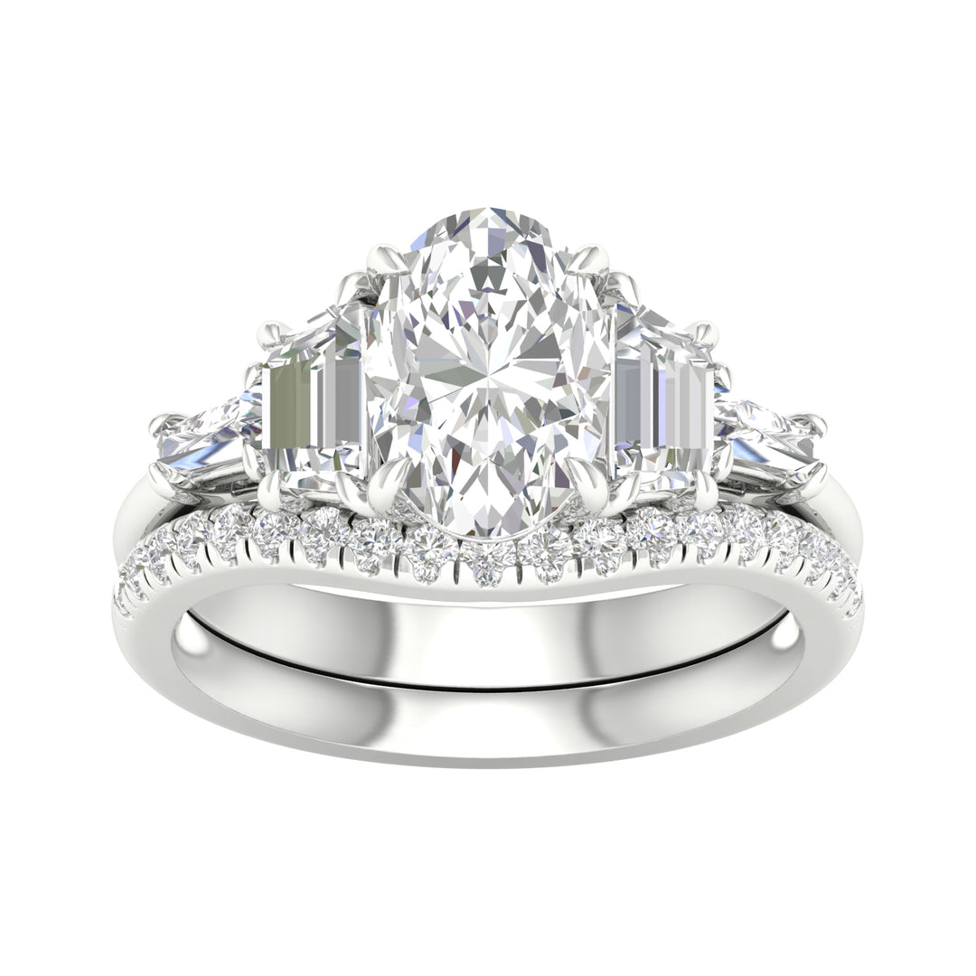 Brilliant 14K White Gold Lab Diamond Bridal Ring Set