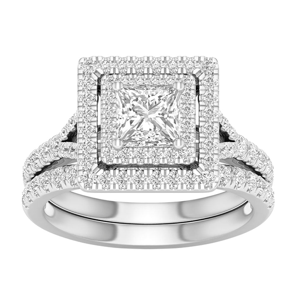 14k White Gold 1.75CT Lab Diamond Bridal Ring Set