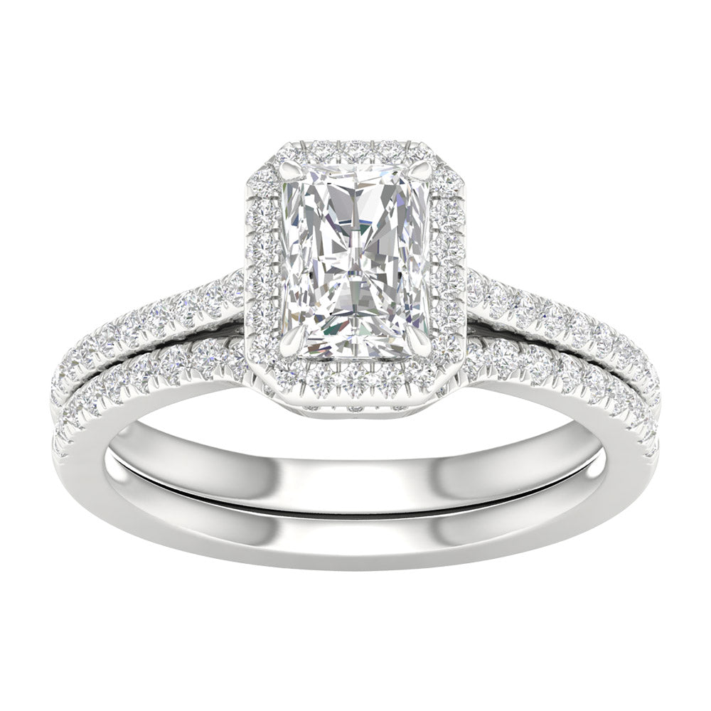Brilliant 14K White Gold 1.75CT Lab Diamond Bridal Ring