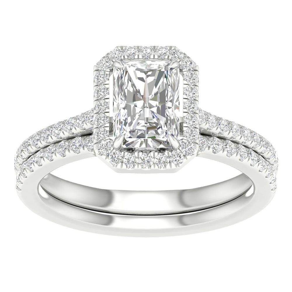 14k White Gold 1.95CT Lab Diamond Bridal Elegance Ring Set