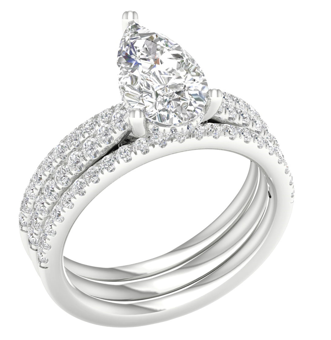 14k White Gold 2.75CT Certified Lab Diamond Bridal Ring