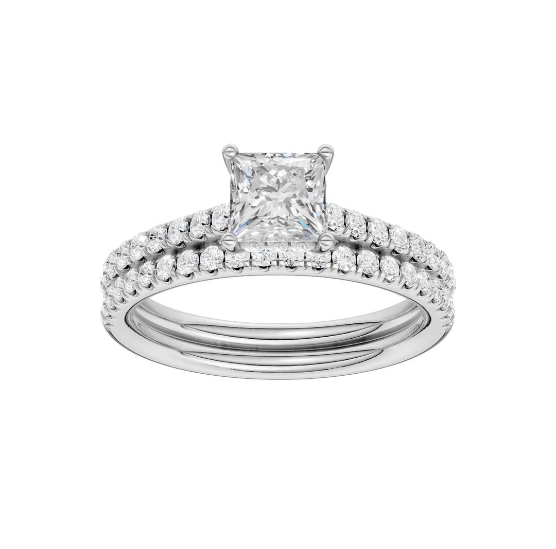 14k White Gold 1.50CT Lab Diamond Bridal Ring Set Elegance