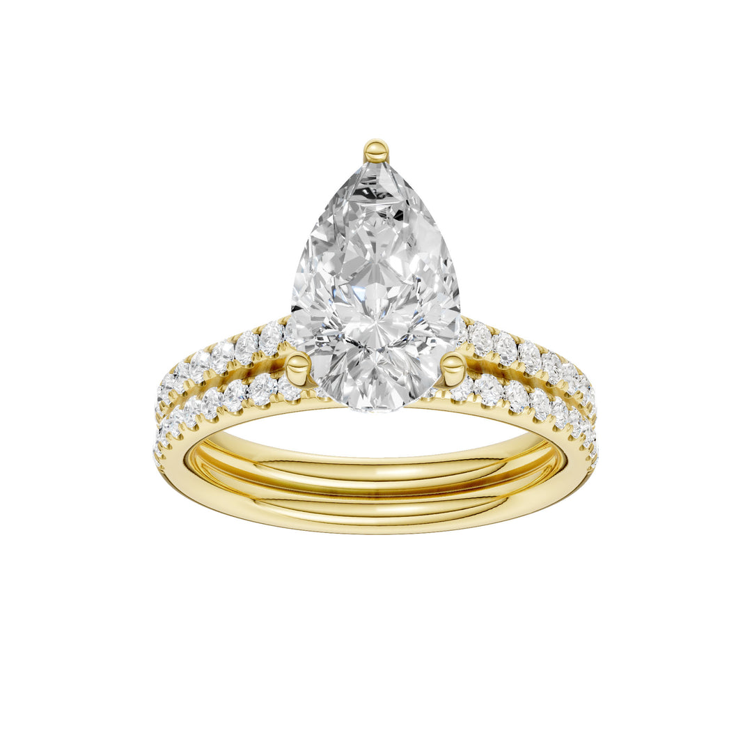 14K Yellow Gold 2.5ct Lab Diamond Bridal Ring Set