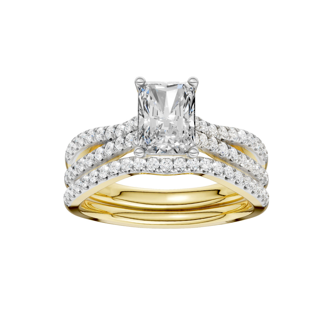 14K Yellow Gold 1.40ct Lab Diamond Bridal Ring Set