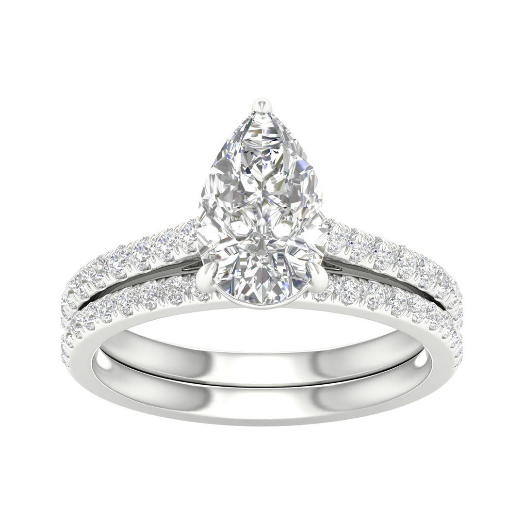 14k White Gold 2.40CT Lab Diamond Bridal Set Elegance