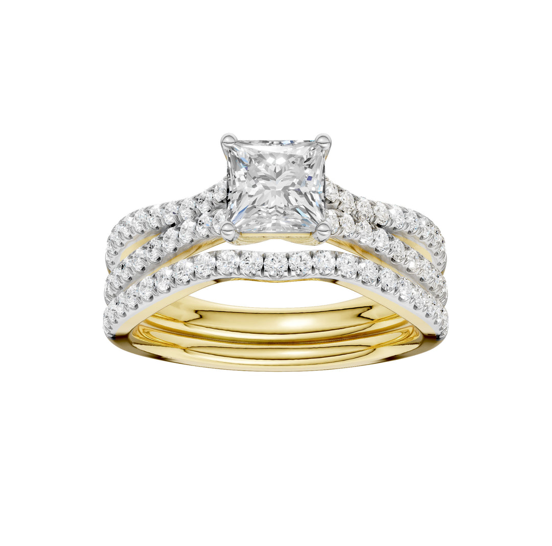 Certified 14K Yellow Gold 1.40CT Lab Diamond Bridal Set