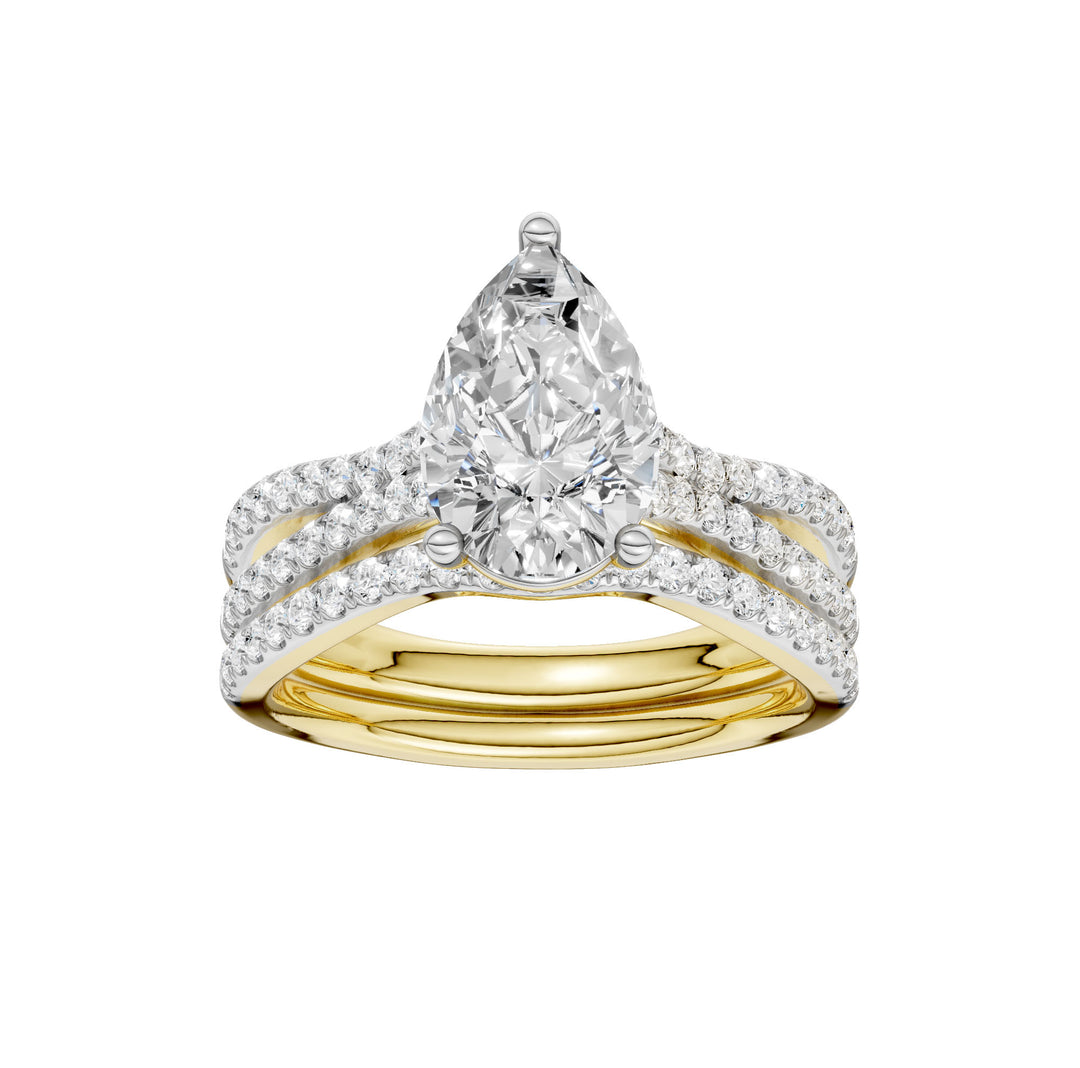 14K Yellow Gold 2.40CT Lab Diamond Bridal Ring Set