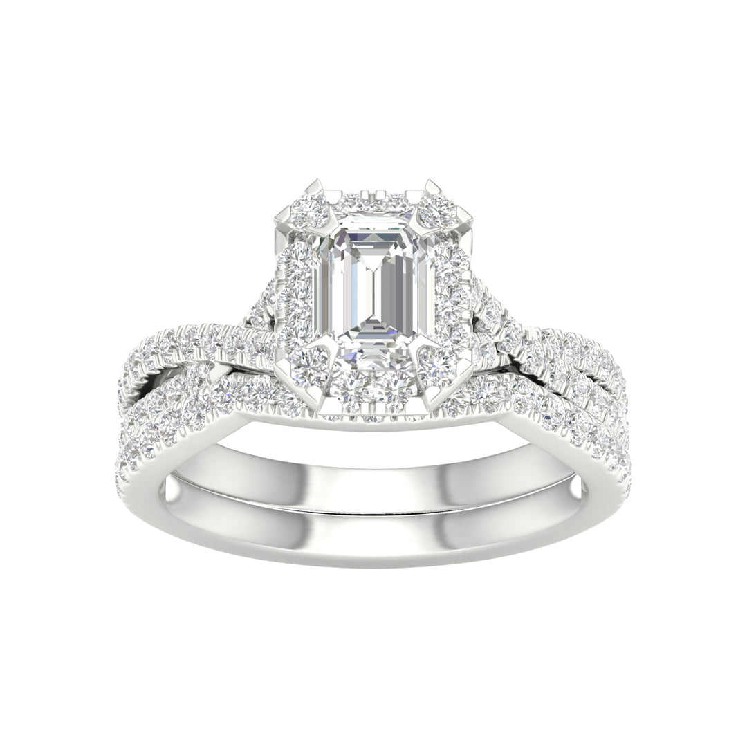 Brilliant 14k White Gold 1.75CT Lab Diamond Bridal Ring Set