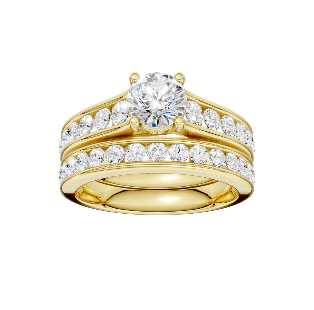 14K Yellow Gold 2CT Lab Diamond Bridal Ring Set Elegance