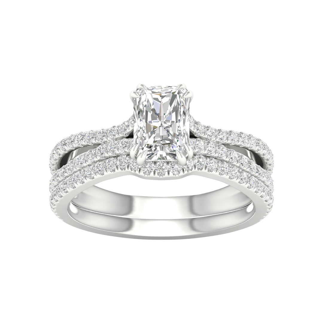 Brilliant 14K White Gold 1.50CT Lab Diamond Bridal Ring Set
