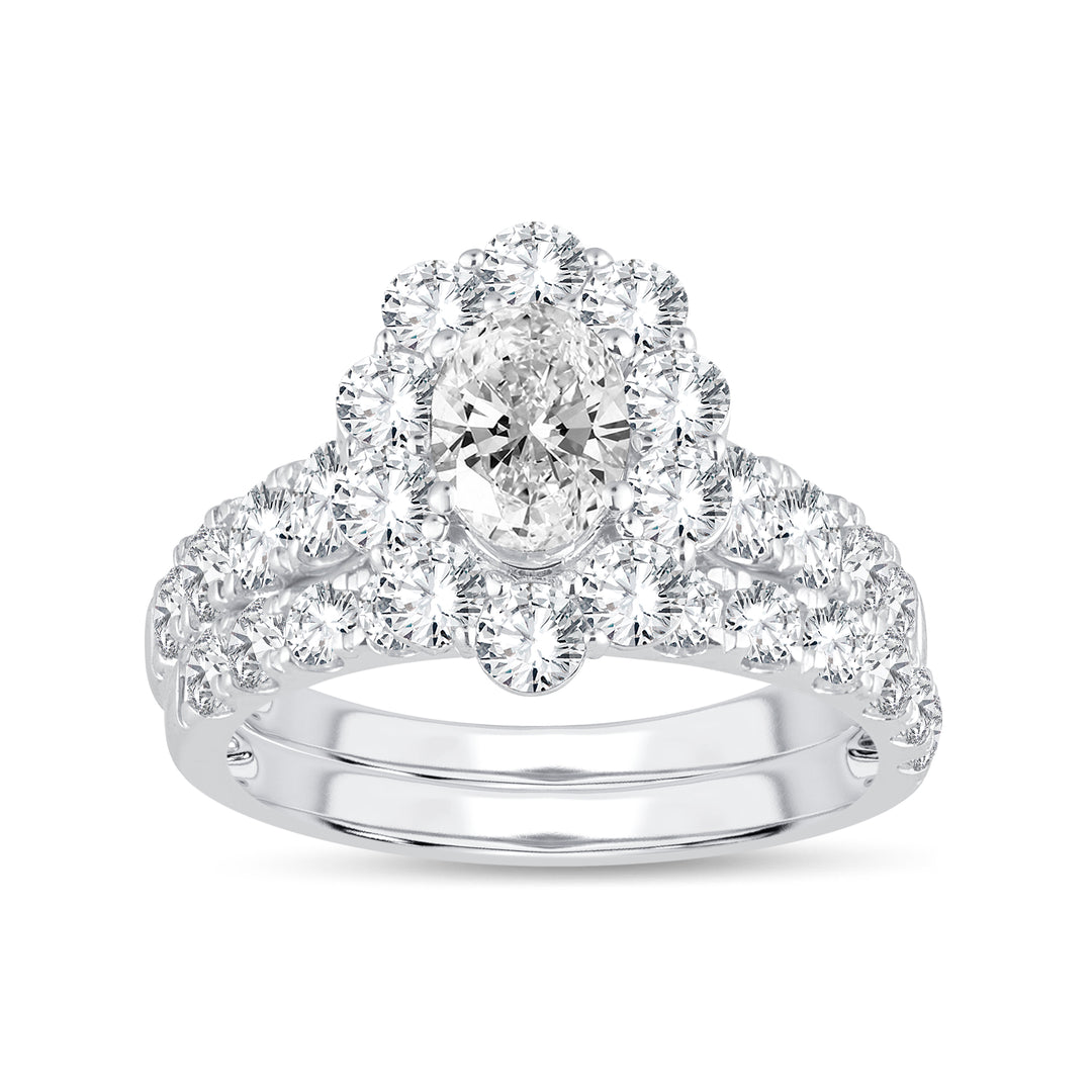 Timeless 14K White Gold 3CT Lab Diamond Wedding Ensemble