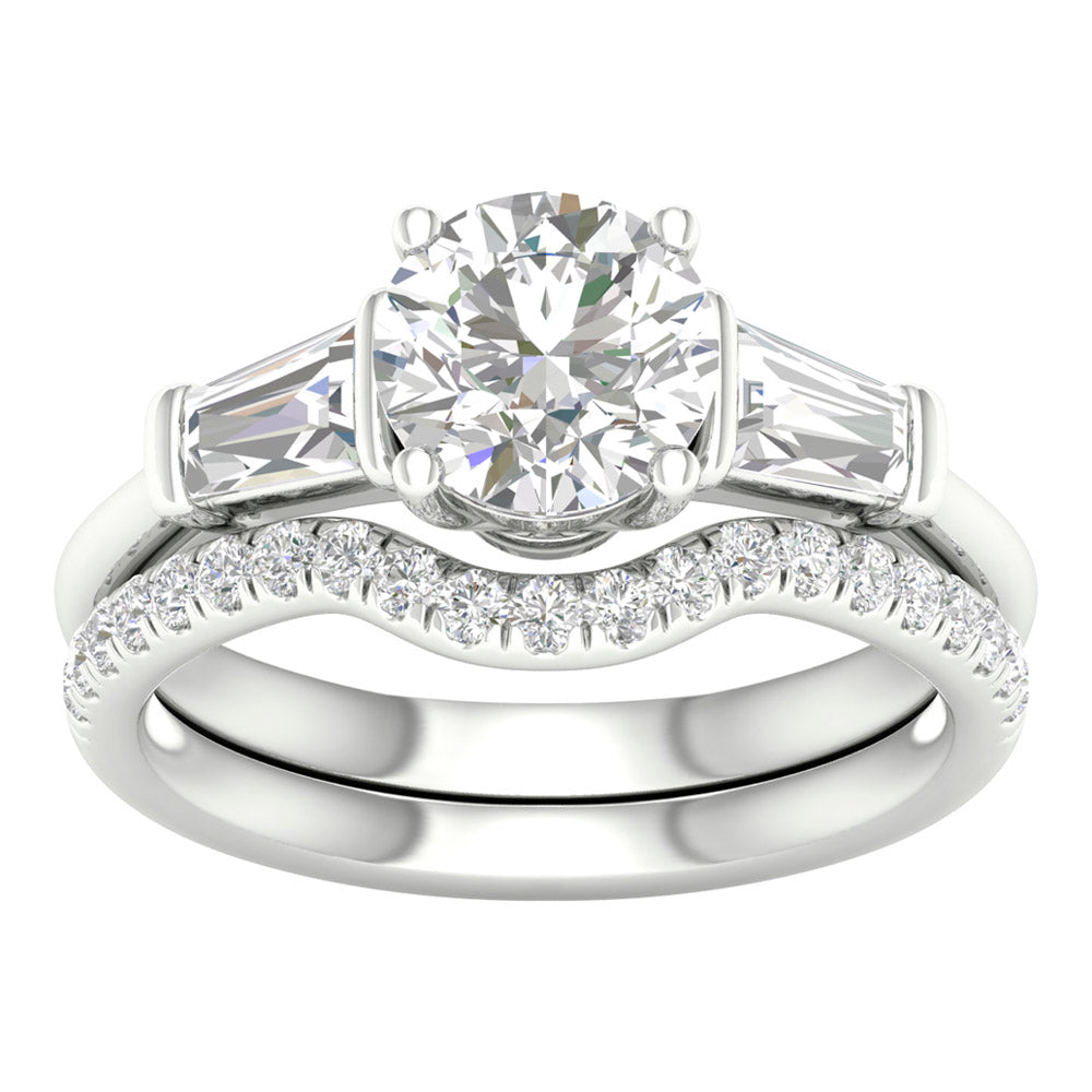 14k White Gold 2.15ct Lab Diamond Bridal Set Elegance