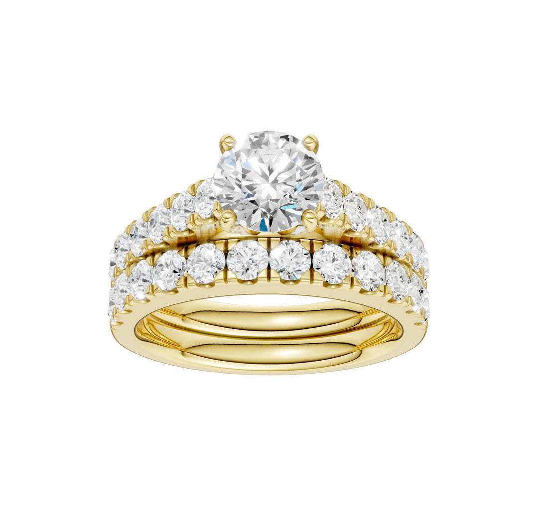 14K Yellow Gold 2.40CT Lab Diamond Bridal Elegance Ring Set