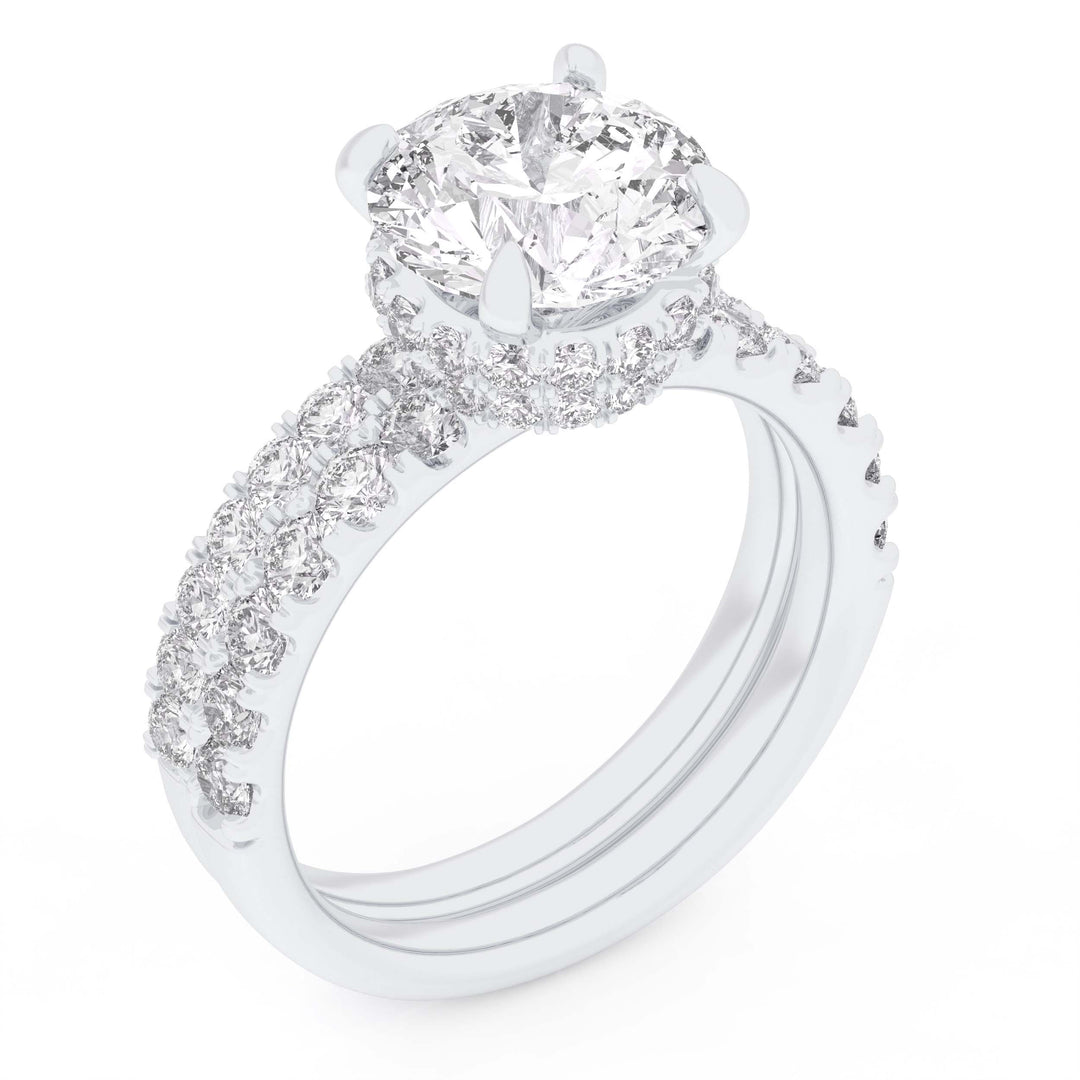 Luminous 14K White Gold Lab Diamond Bridal Set with Hidden Halo