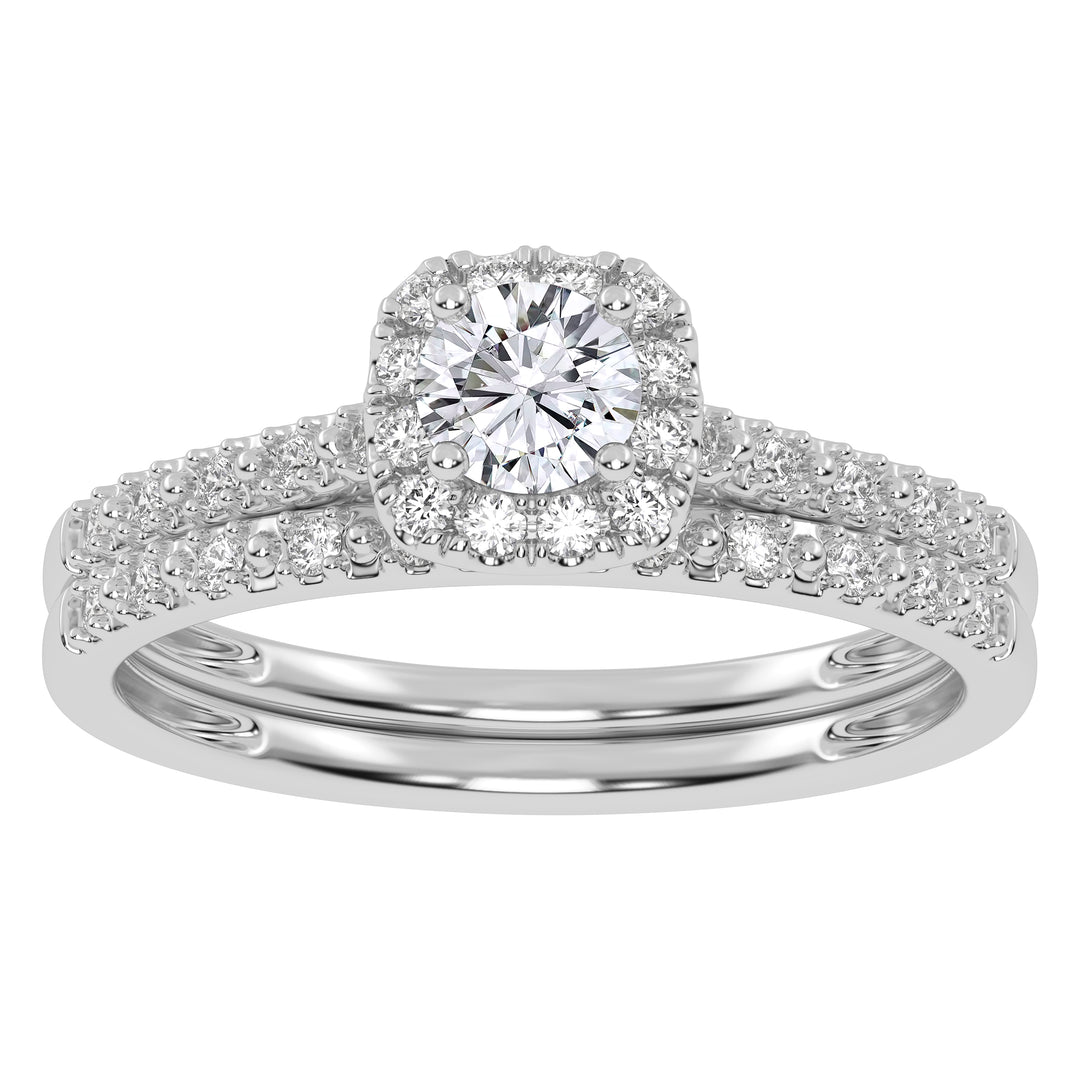 Elegant 10k White Gold Certified Lab Diamond Wedding Set
