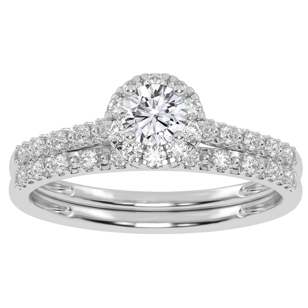 10k White Gold Lab Diamond Bridal Set - Timeless Romance