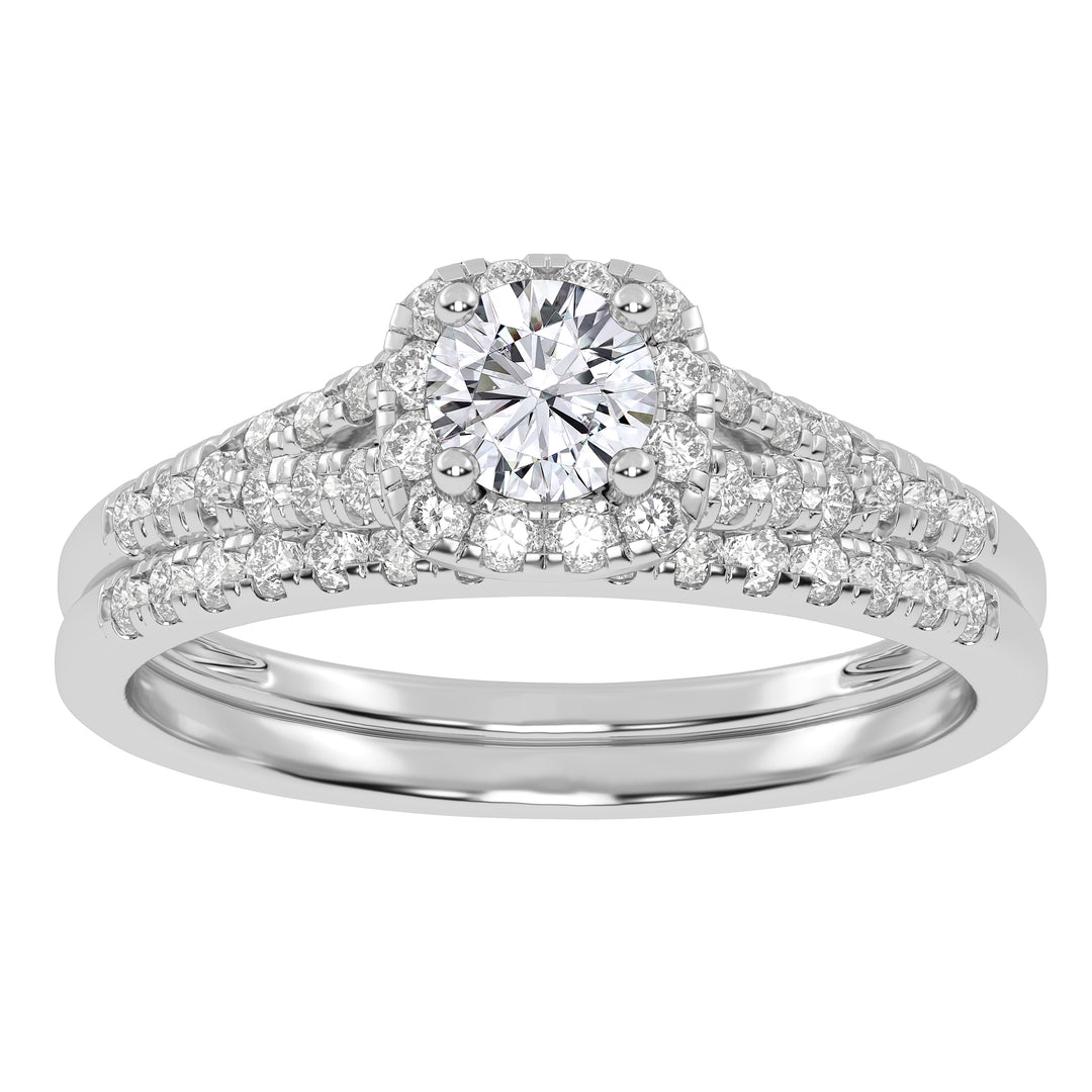 10k White Gold 0.50CT Lab Diamond Bridal Ring Set