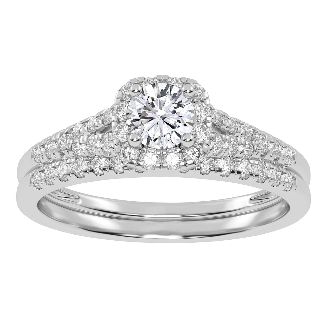 10k White Gold 0.50CT Lab Diamond Bridal Ring Set