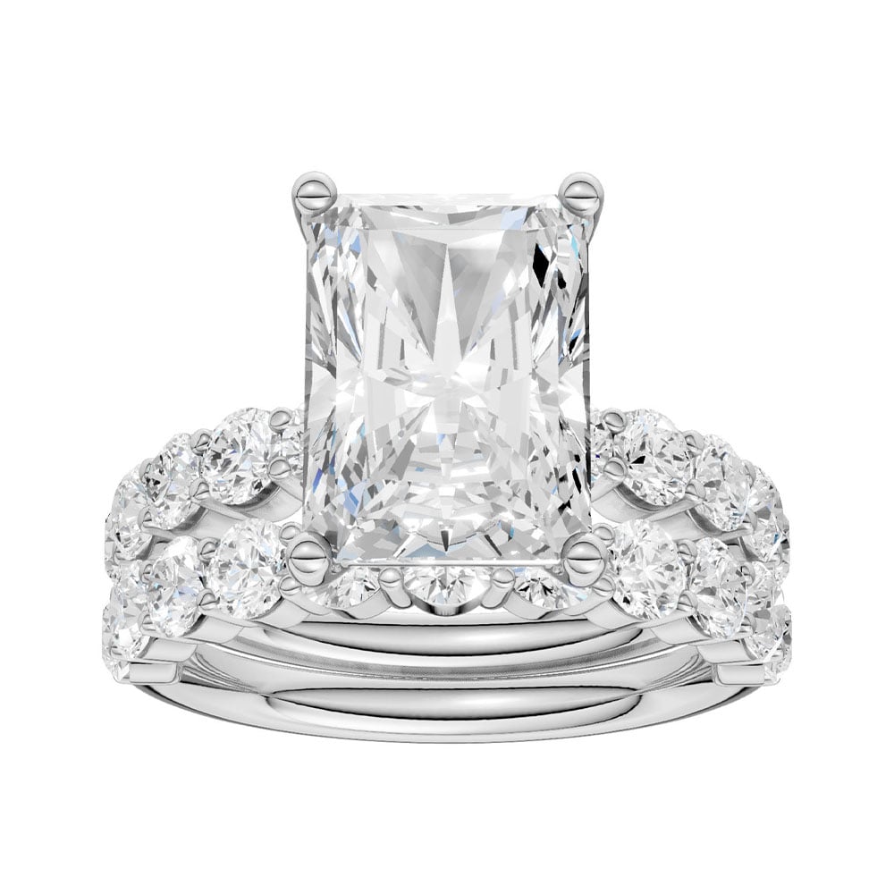 14k White Gold 4CT Lab Diamond Bridal Ring Set