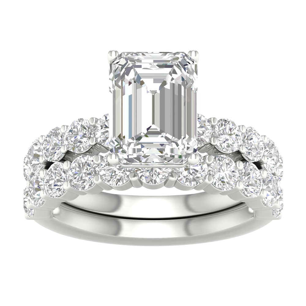 14k White Gold 4CT Lab Diamond Bridal Ring Set for Her
