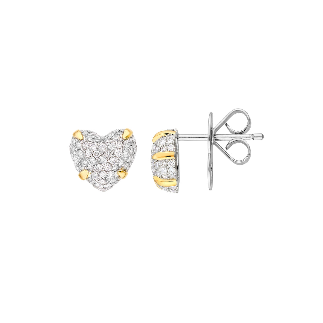 Diamond Pavé Heart Stud Earrings (1/2tcw)
