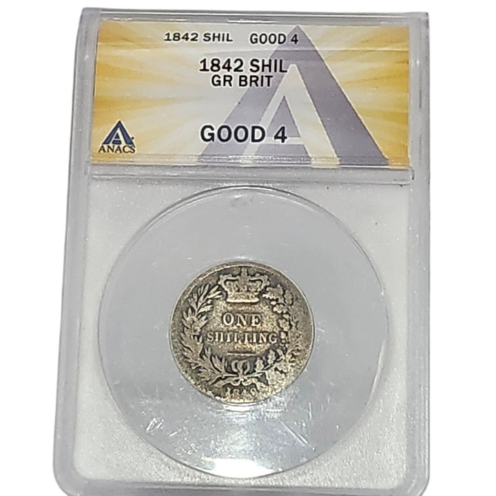 1842 Great Britain Silver One Shilling - Queen Victoria - ANACS G4 Authenticated