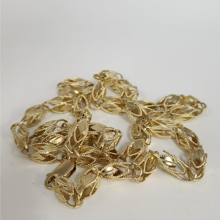 10k Yellow Gold Fancy Turkish Diamond Cut Vintage Chain Necklace 28"