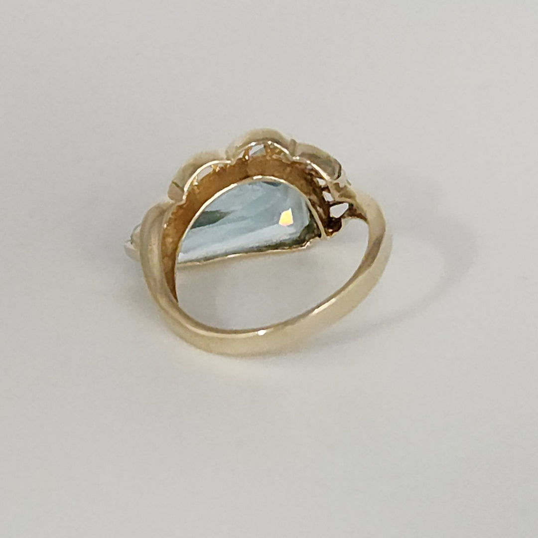 14k Yellow Gold Mid Century American Natural Topaz Ring Size 6