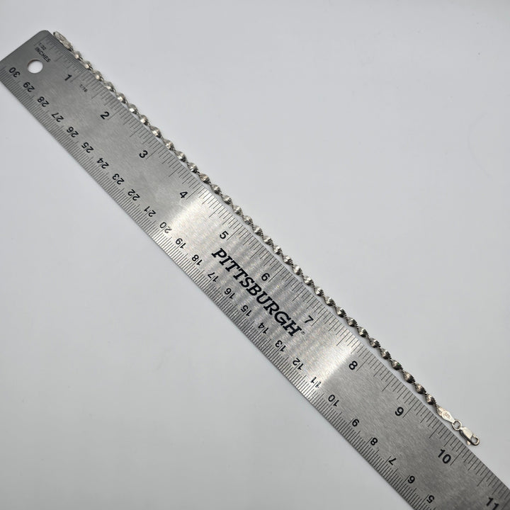 925 Sterling Silver Diamond Cut Twisted Spiral Anklet 9.5" 4.2g
