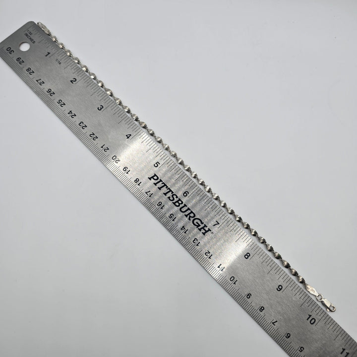 925 Sterling Silver Diamond Cut Twisted Spiral Anklet 9.5" 4.2g