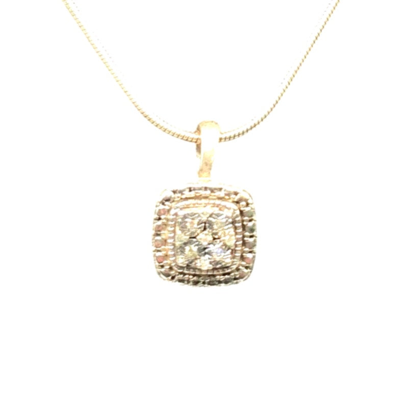 925 Sterling Silver Diamond Cluster Pendant Necklace – 5.1g