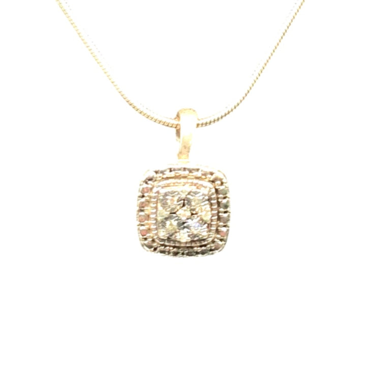 925 Sterling Silver Diamond Cluster Pendant Necklace – 5.1g