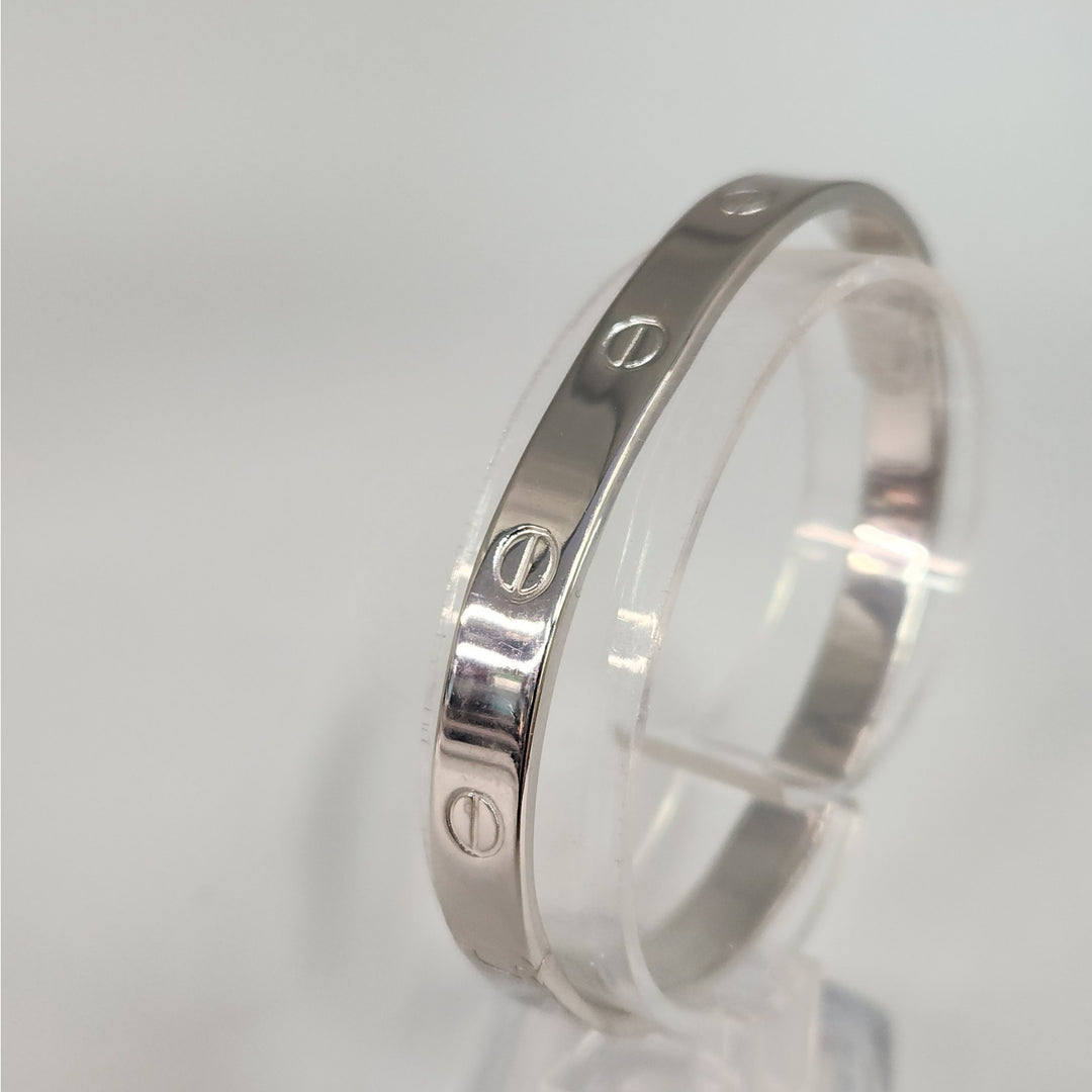 925 Sterling Silver Love Screw Bangle Bracelet Size 6.5 "