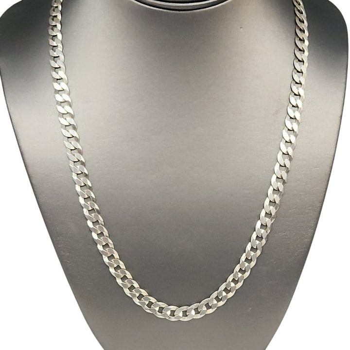 925 Sterling Silver Diamond Cut Curb Link Chain neckylace 22" 8mm 28 g Italy