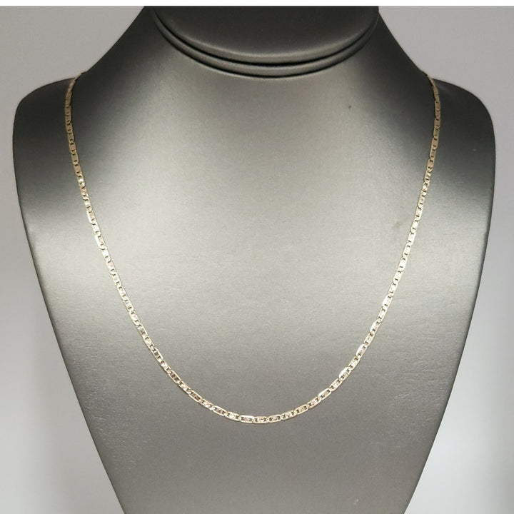 14K  Tri-Color Gold Diamond Cut Link  Necklace 24"