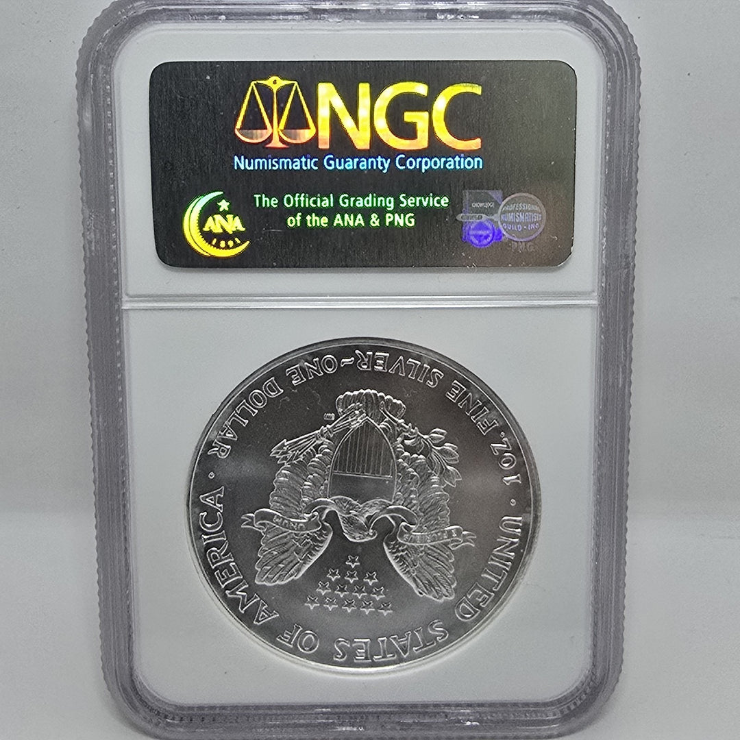 2005 American Silver Eagle, 1 Oz Fine .999 Silver USA Uncirculated $1 NGC MS69