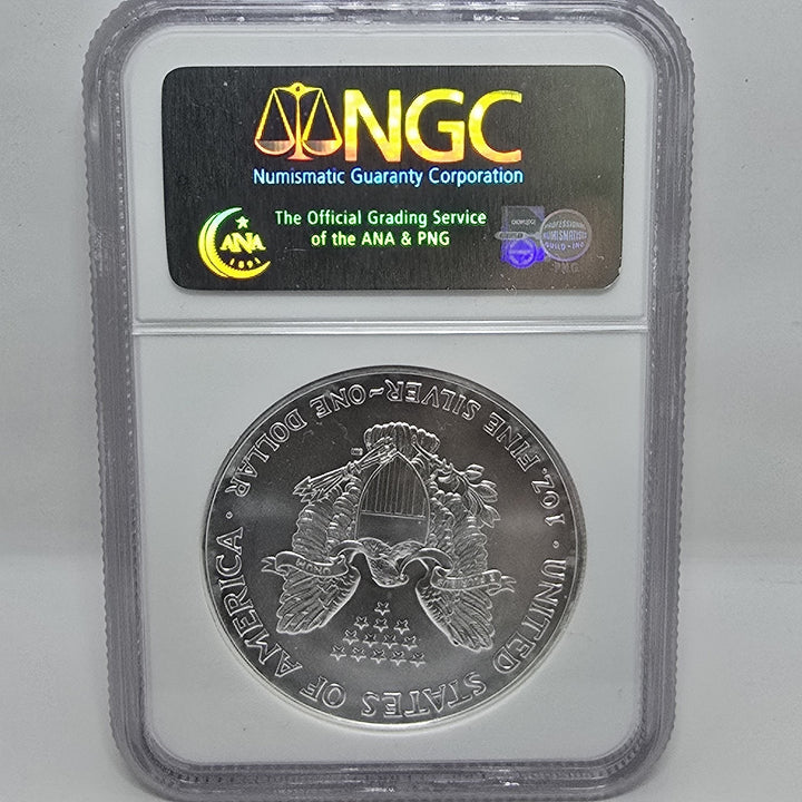 2005 American Silver Eagle, 1 Oz Fine .999 Silver USA Uncirculated $1 NGC MS69