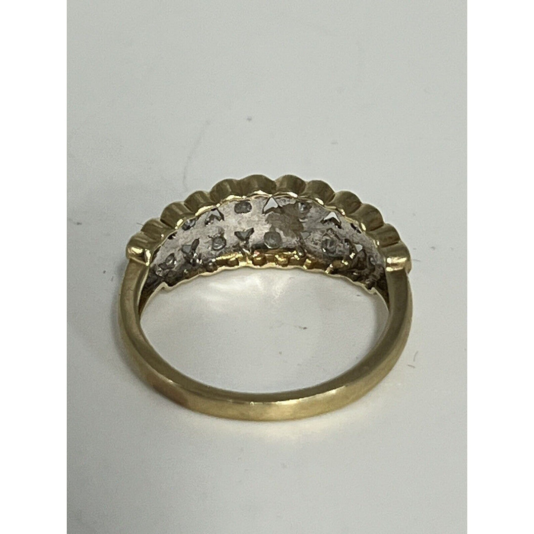 10k Yellow Gold Diamonds Heart Crown Ring Size 6.75