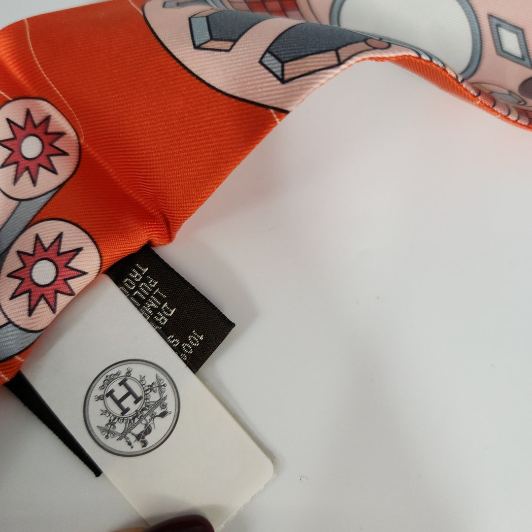 New Hermes Twilly Scarf 100% Silk Odyssey VE/Vermillion/Rose Color