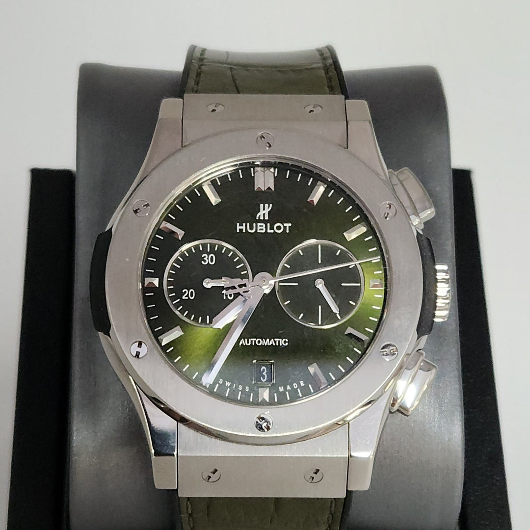 Hublot Classic Fusion Chronograph Green Titanium's Mint Automatic Men Watch