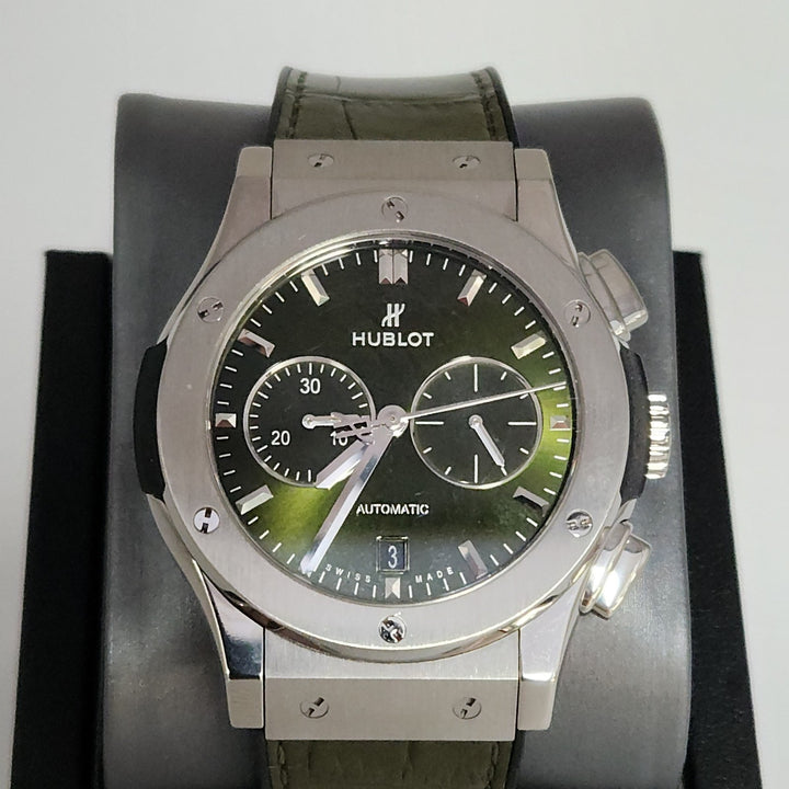 Hublot Classic Fusion Chronograph Green Titanium's Mint Automatic Men Watch