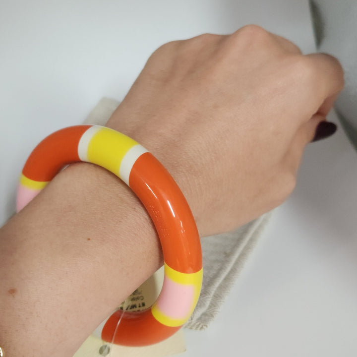 New Hermes H Equipe Bangle GM Bracelet Sunset Color Size T2