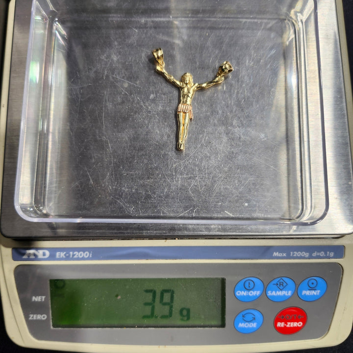 14K Two-Tone Yellow & Rose Gold Jesus Christ Crucifix Body Pendant – 3.9g, 1.75 Inches