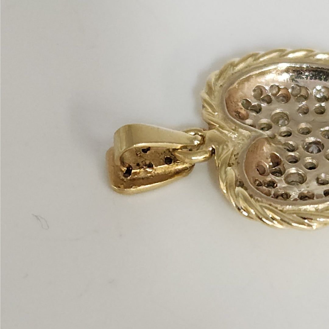Elegant  Solid 14k Yellow Gold Natural Diamonds Pave Heart Pendant