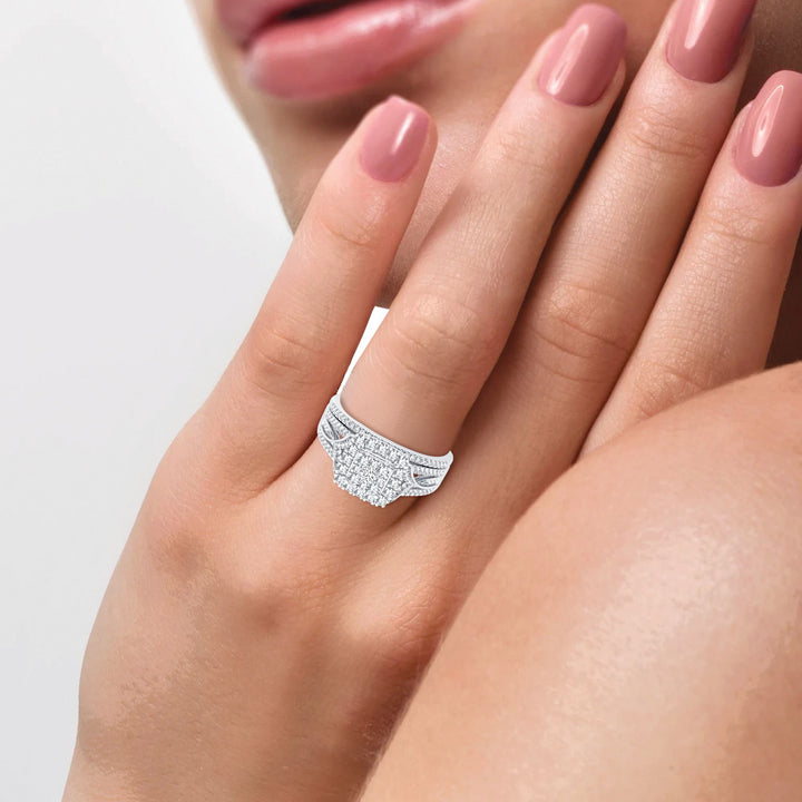Sparkling 14k White Gold Lab Diamond Bridal Ring 0.50ct