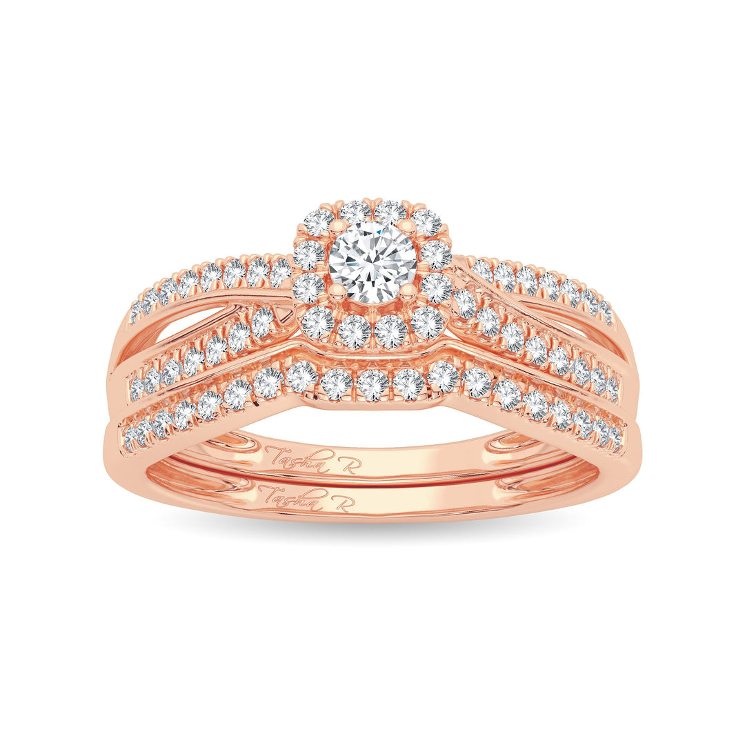 Romantic 14k Rose Gold Lab Diamond Bridal Ring (0.33ct)