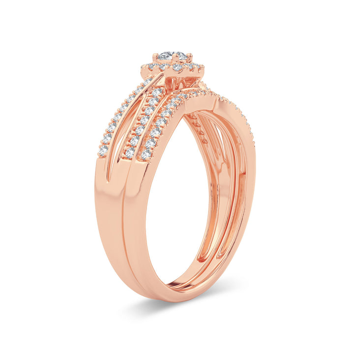 Romantic 14k Rose Gold Lab Diamond Bridal Ring (0.33ct)